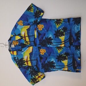 Tropical Blue Multicolored Hawaiian Shirt By Royal Creation Short Sleeve Mens XL